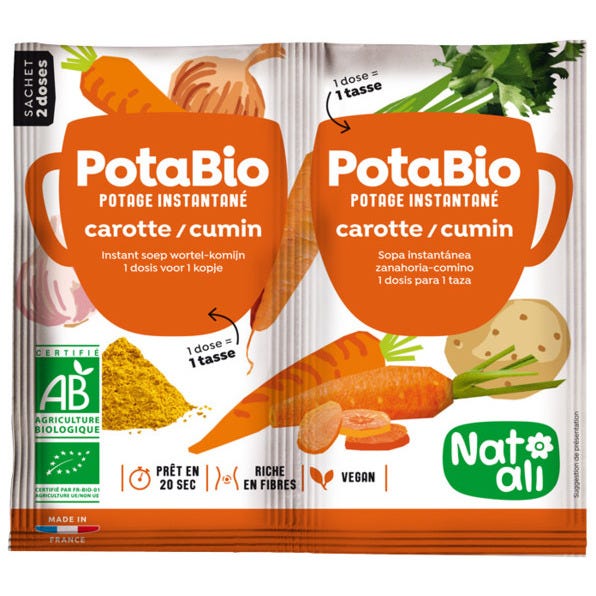 Potage instantané  PotaBio carotte cumin sachet 2 doses